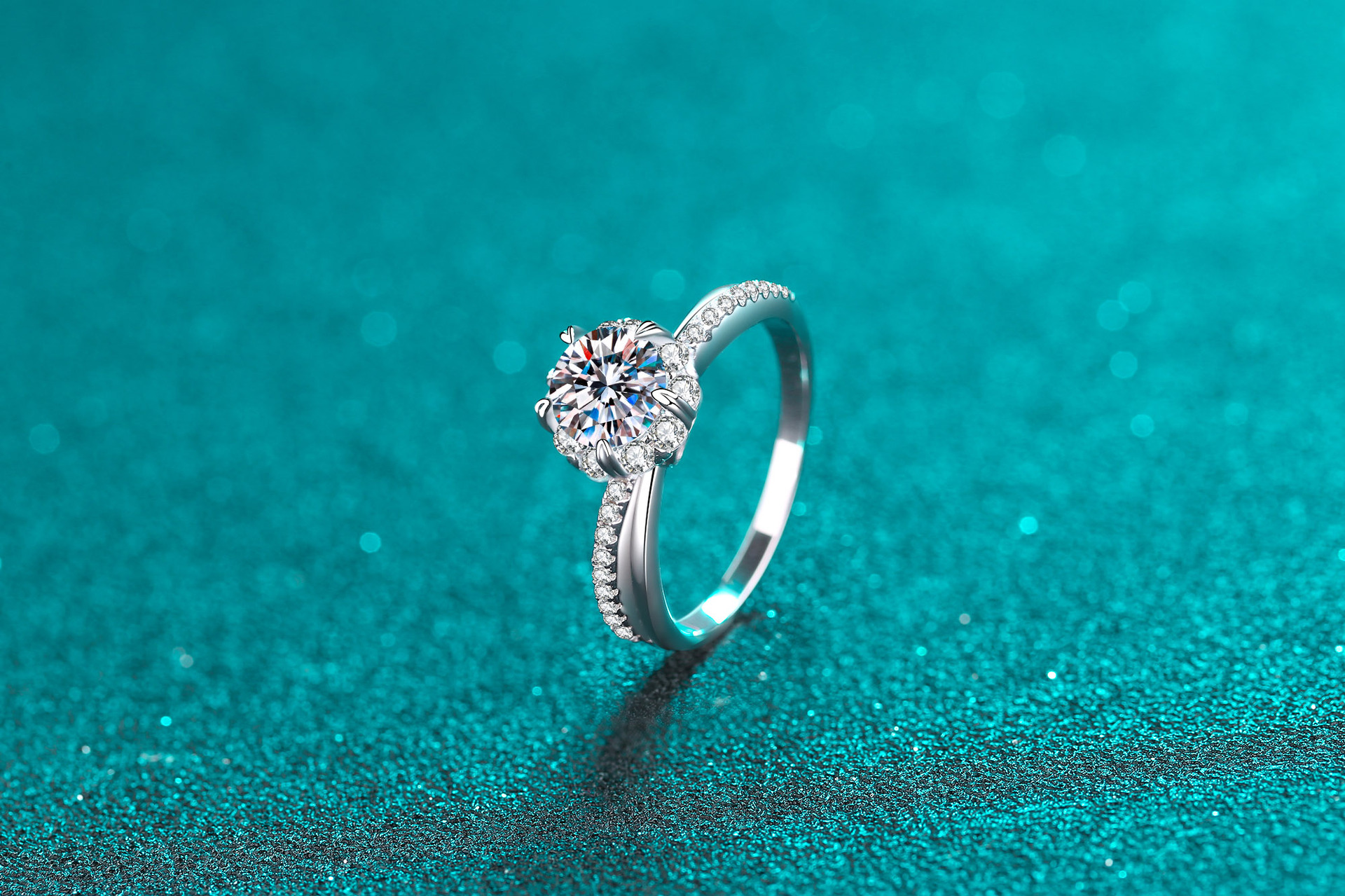 Rings Classification 1 Piece Quantity 925 Sterling Silver Moissanite Zircon Round Heart Shape Rings