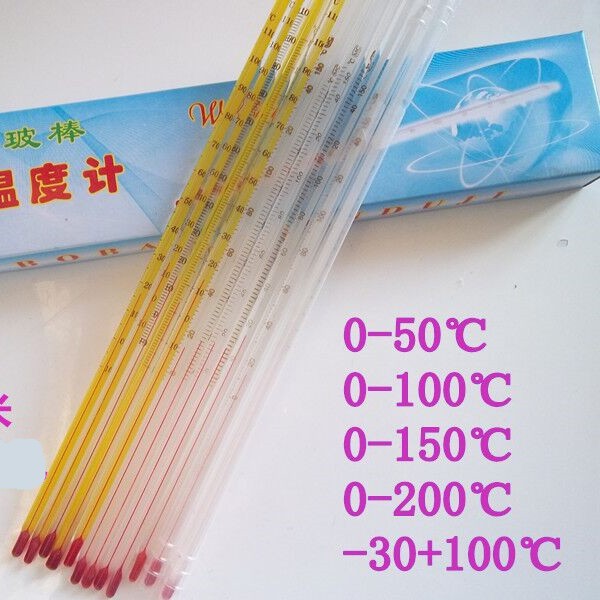 玻璃棒红水温度计 工业酒精实验温度计0-50-100-200℃测水温
