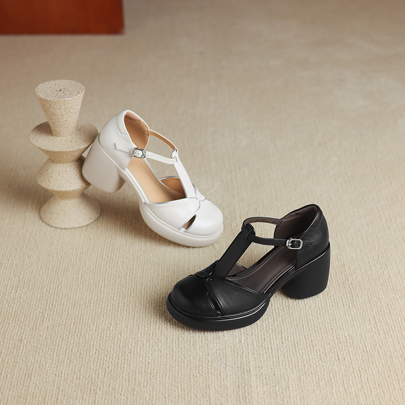 Sandal cao gót nữ mũi nhọn quai chữ T đế dày gót 7 cm — đen chi tiết 14
