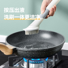 Wholesale TPR wood pulp cotton abrasive sponges four-in-one dishwashing brush pot and pan lazy liquid filler long handle brush cleaning magic tool