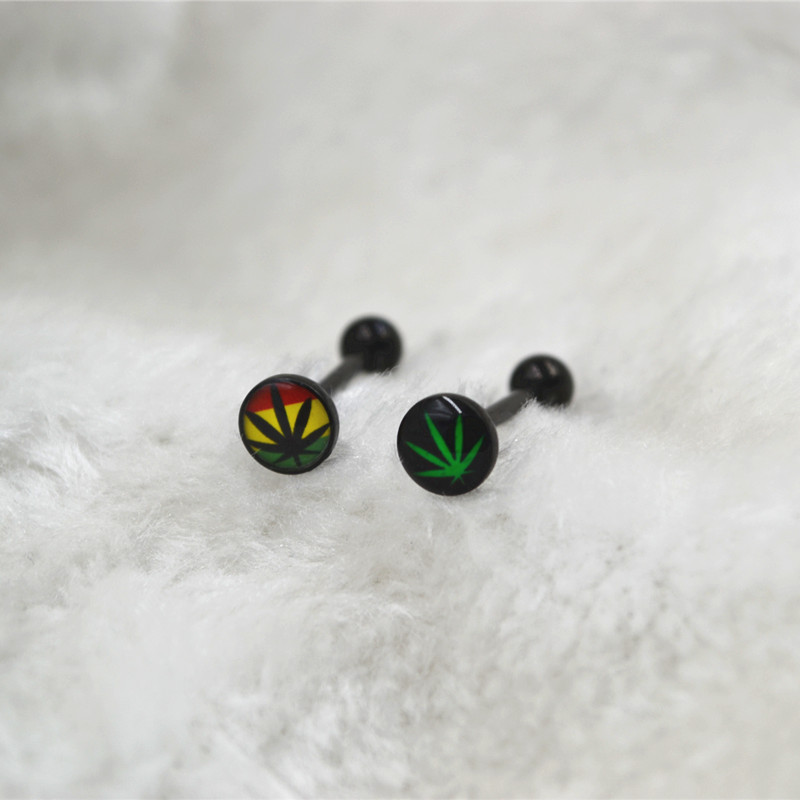 Novelty Fashion Simple Style Maple Leaf Stainless Steel Plating Tongue Nail