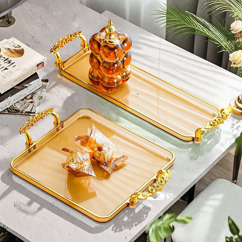 Light Luxury Plastic Tray Cup Holder Rectangular Dinner Plate Storage Party Beauty Salon Hotel Large Living Room Dining Room