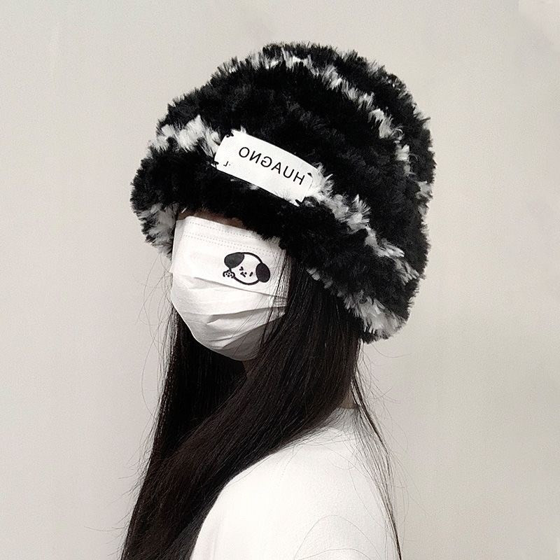 可爱小熊毛线帽子女冬季加厚毛绒保暖毛毛包头帽秋冬大头围针织帽|undefined