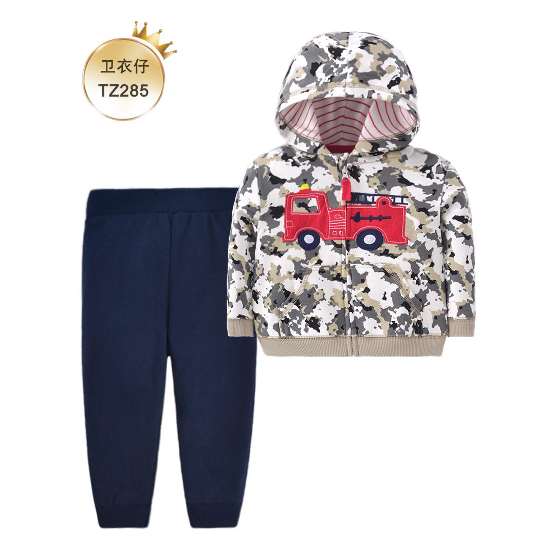 Comercio exterior europeo y americano ropa para niños primavera y otoño material de suéter de dos piezas para niños suéter con capucha ropa para bebés ropa para niños al por mayor