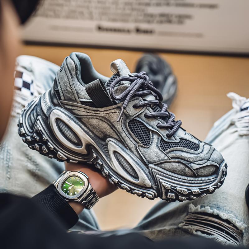 Red transfronteriza de cuatro estaciones, guerrero negro, zapatos deportivos de color transpirables, zapatos de papá de nicho, zapatos viejos de celebridades de Internet para estudiantes, zapatos de hombre