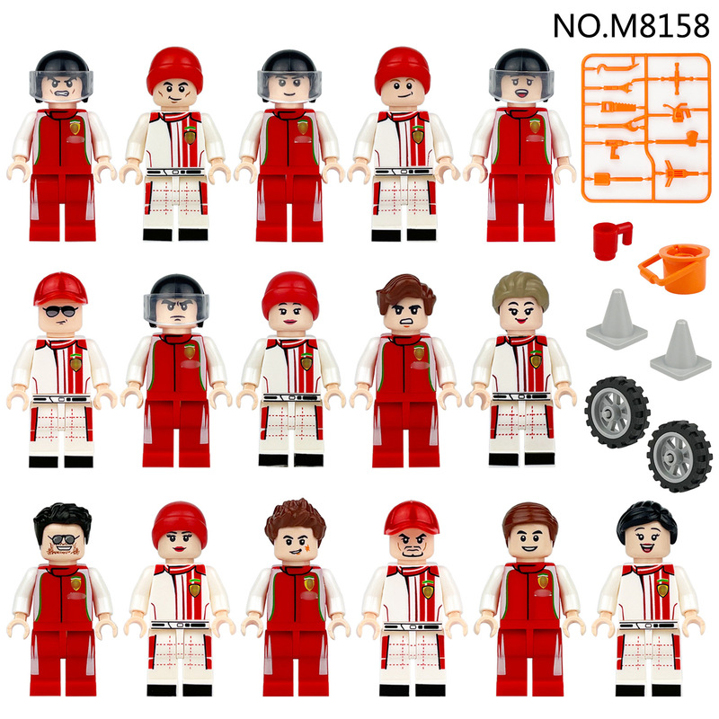 Cross-border wholesale M8158 racer building blocks small particles assembled professional doll toy bags on behalf of hair