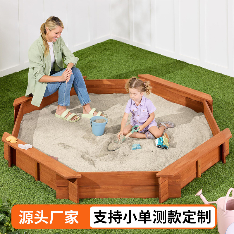 Wooden Children's Sand Pool Toys Outdoor Entertainment Equipment Solid Wood Sand Pit Baby Fence Kindergarten Sandbox Set