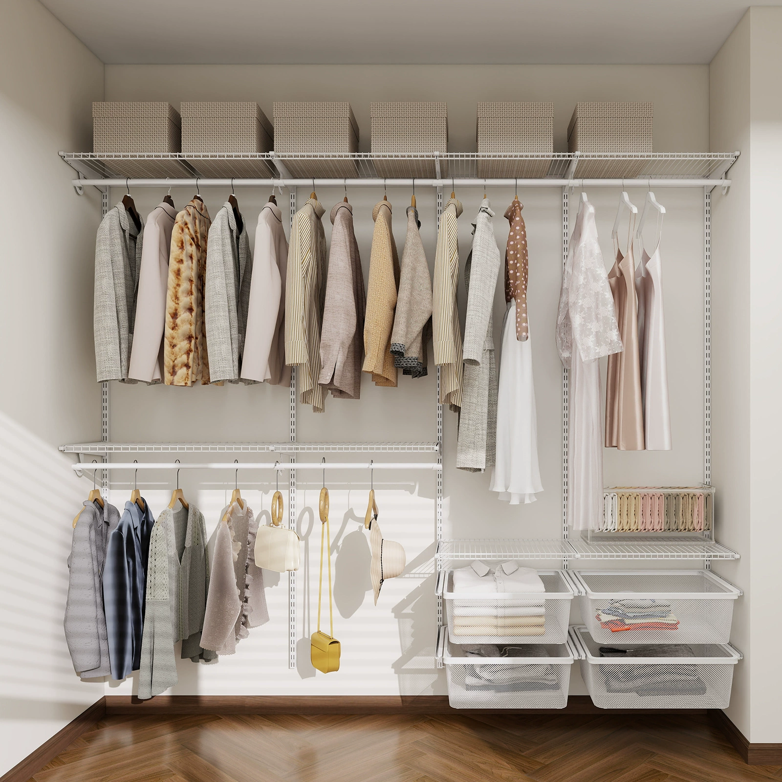 Настенные металлические полки для гардероба для дома и спальни, настенная стойка, для гардеробной, полностью подвесные, регулируемые, аксессуары для сборки каркаса