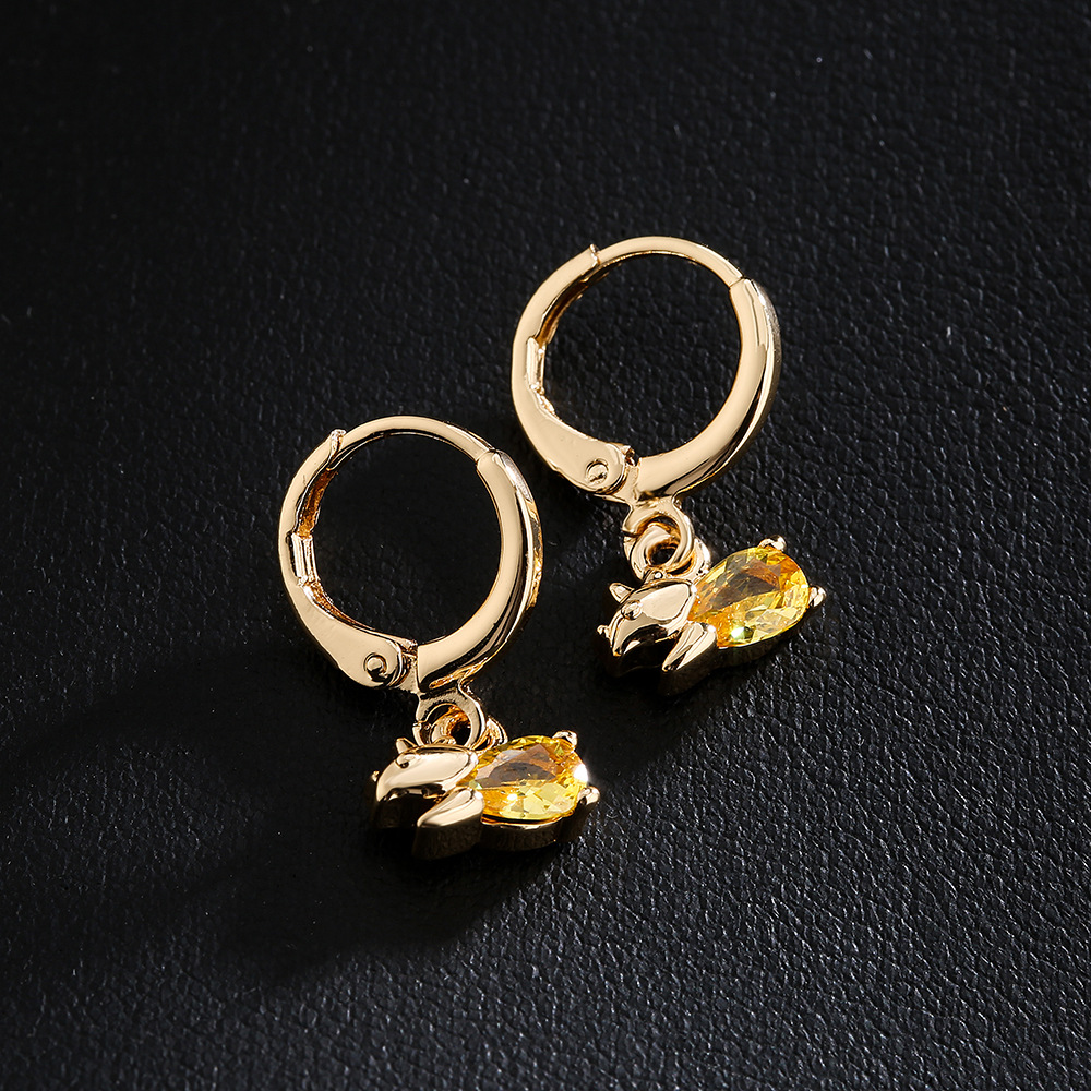 Fashion Copper 18k Gold Zircon Dinosaur Earrings Female display picture 2