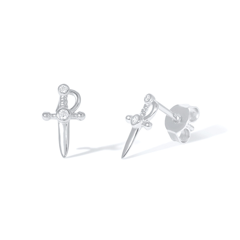 1 Pair Simple Style Cross Plating Sterling Silver Ear Studs display picture 6