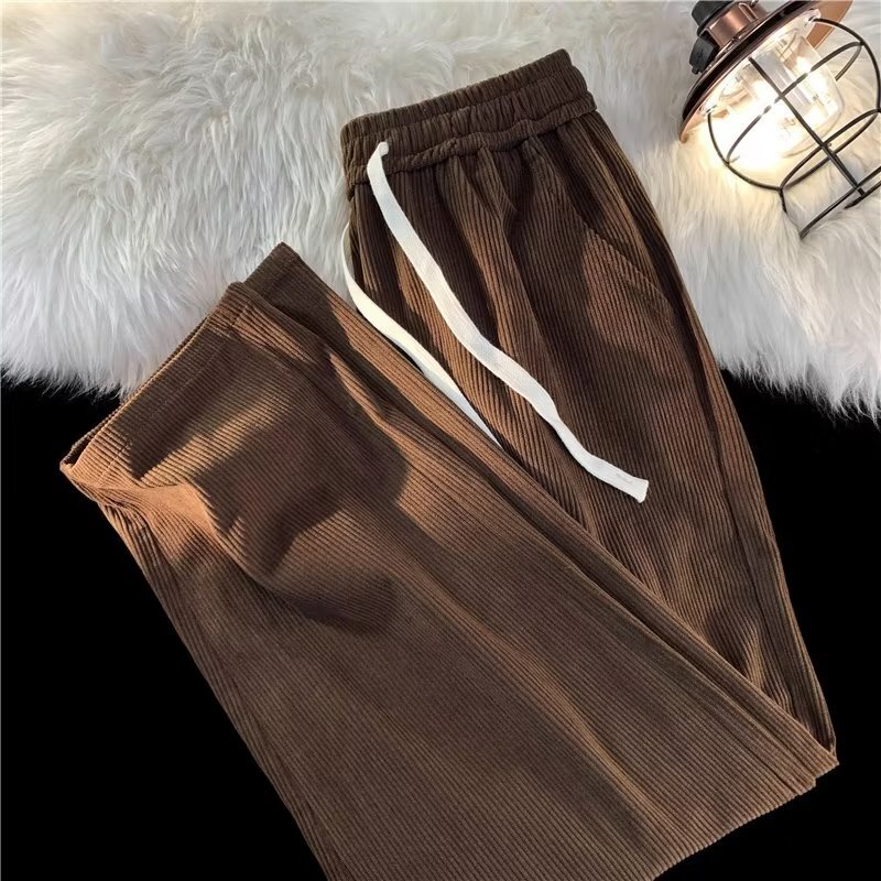 American Style Retro Brown Corduroy Casual Pants Men's Loose 2024 Spring and Autumn Straight Pants Men's Trendy Brand Sports Pants