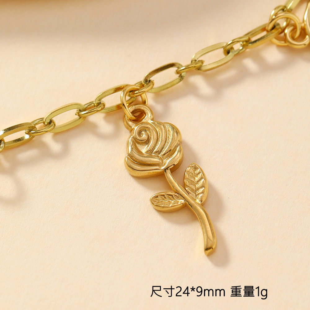 Colgante único, joyería de lazo de fundición de acero inoxidable transfronterizo, flor de rosa personalizada, gema de delfín, accesorios de bricolaje