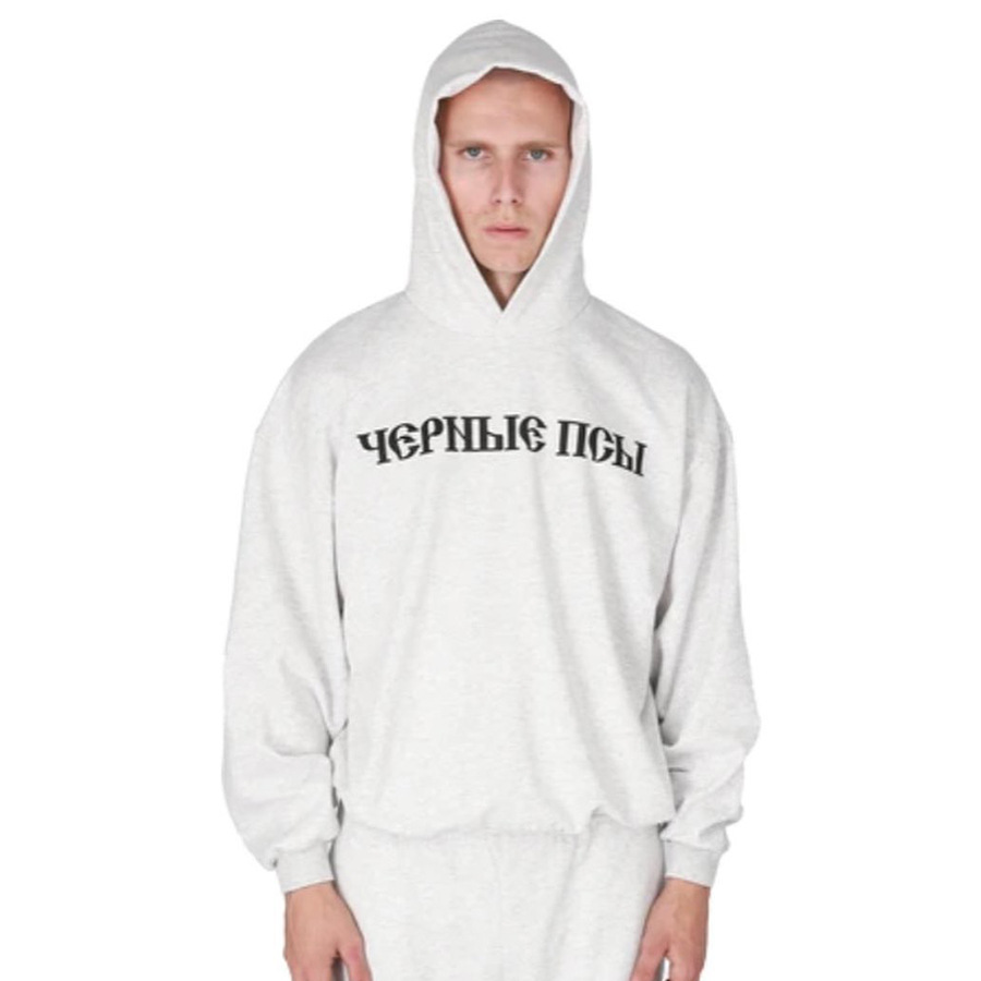 YZ GOSHA BLACK DOGS HOODIE perros negros logotipo ruso letra impresa sudadera con sombrero