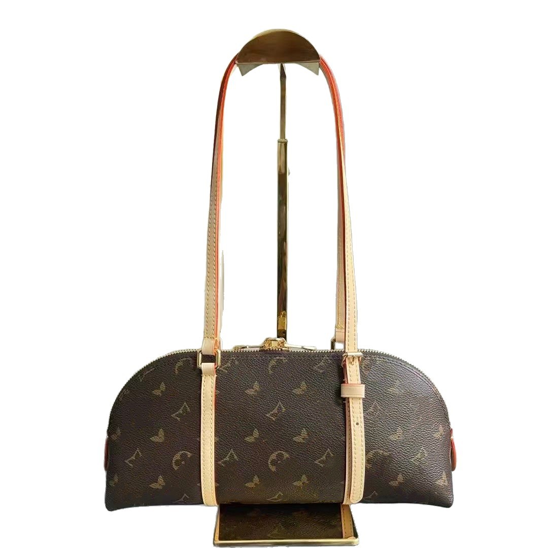 New Monogram Retro Shell Underarm Bag Squire East West Bowling Bag Versatile Commuter Shoulder Bag - Thumbnail 5