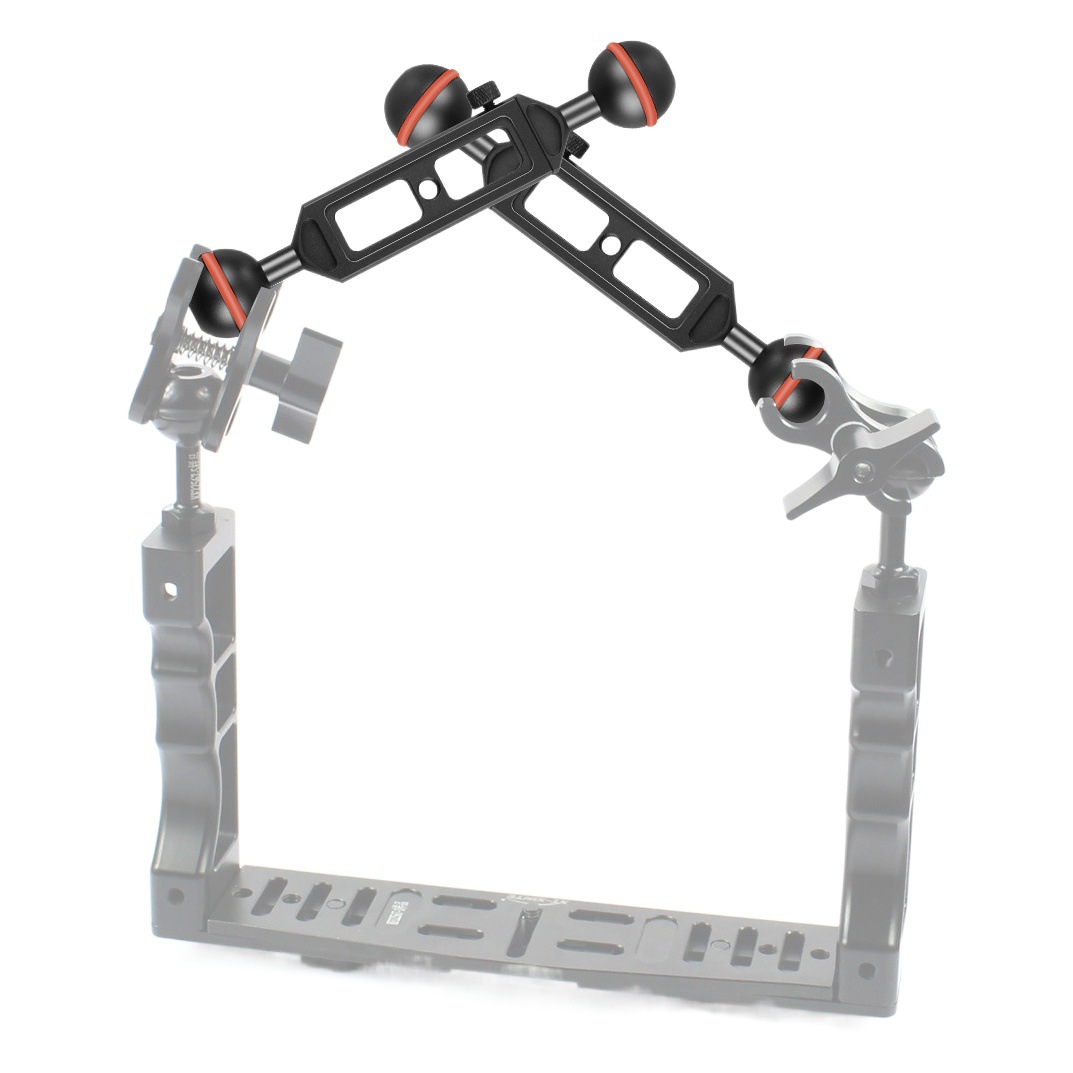 PULUZ Fat Cow deportes Cámara fotografía longitud ajustable de buceo soporte 25mm diámetro doble bola faro brazo