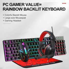 UMILA键盘鼠标耳机鼠标垫四件套件套游戏套装精准操控畅玩无阻