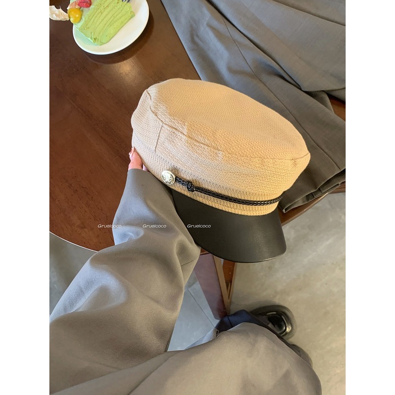 秋冬万能英国風カレッジ風キャスケット帽レディース韓国風レトロベレー帽フラットトップ八角海軍帽|undefined