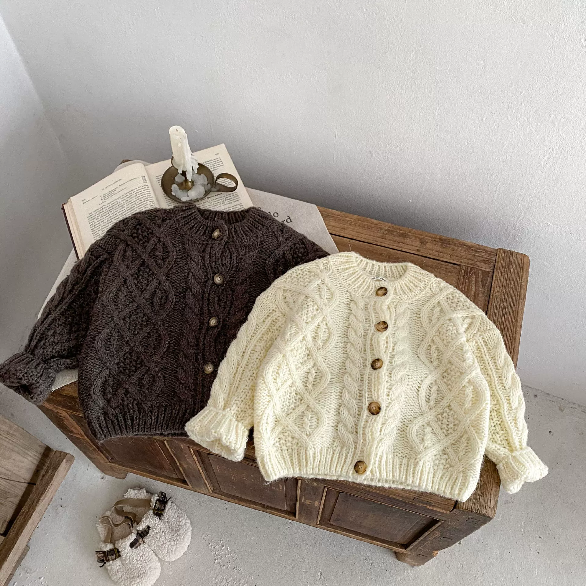 Осенне-зимняя художественная простая куртка-кондиционер, Детский кардиган, свободная мягкая корейская детская одежда с длинным рукавом