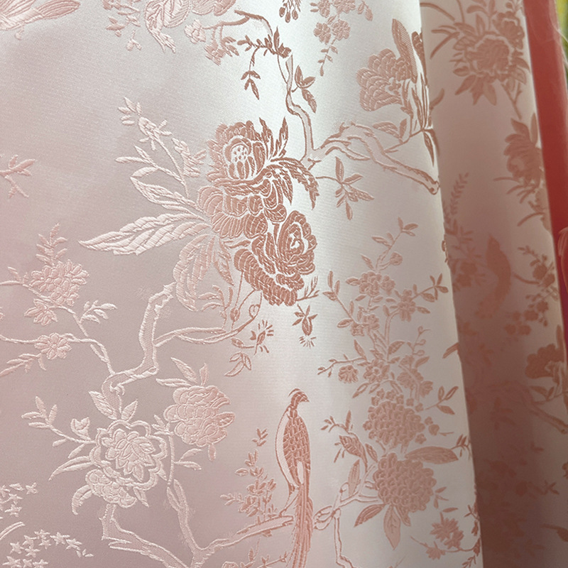 凤凰牡丹织金植物花卉提花面料古装汉服马面裙仿宋锦新中式布料