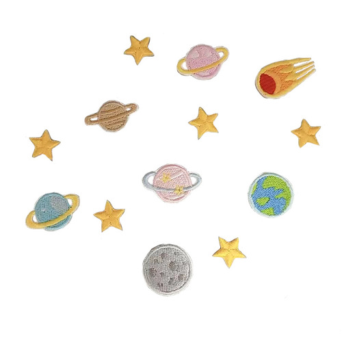 Nalike cute small space planet embroidery cloth stickers small star hand ledger bag decoration clothes patch self-adhesive