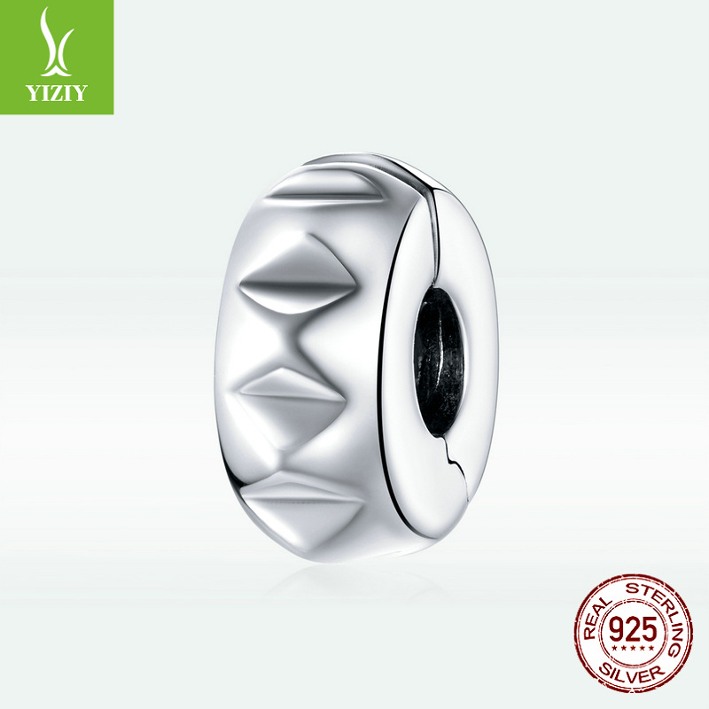 亚马逊货源简约配饰铆钉夹扣 百搭时尚s925银diy手链串珠 SCC1780