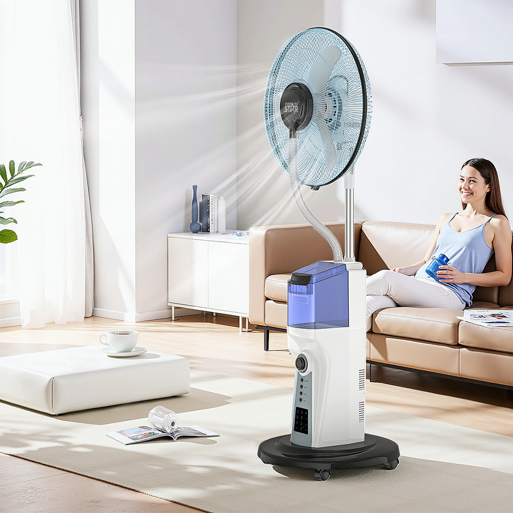 Winningstar transfronterizo exclusivamente para ventilador de spray de tres velocidades recargable de 16 pulgadas con pantalla LED Stand Fan