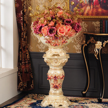 欧式罗马柱子摆件客厅高档陶瓷落地大花瓶干插花玄关装饰花盆