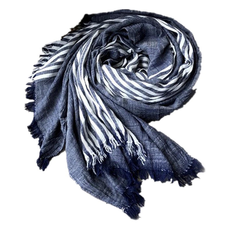 Amazon Men's Scarf Spring and Autumn New European and American Casual Striped Cotton Scarf Women's Thin Foreign Trade Scarf Cross-Border