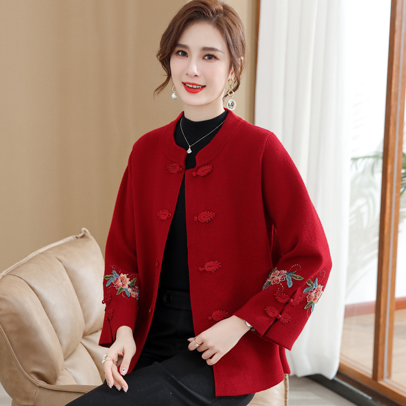 Mother's Spring and Autumn Dress Western Style Festive Top Middle-aged Women's Wedding Dress Middle-aged and Elderly Mother-in-law Attends Wedding Banquet Coat