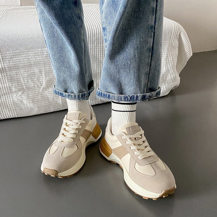 Zapatos de Mujer, Primavera, Nuevos, Modernos, Sencillos, Ligeros, Casuales, para Estudiantes, con Suela Gruesa, Transpirables, Deportivos, al por Mayor