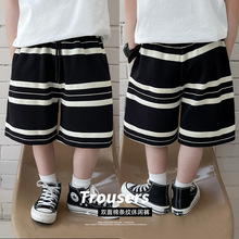 2025儿童夏装韩版宝宝休闲裤中大童装条纹腰绳男童短裤