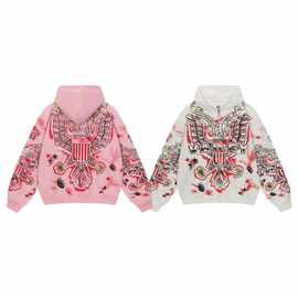 跨境潮牌VALTYDREAMS美式街头风连帽卫衣纯棉舒适个性老鹰印花