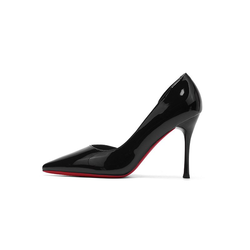 Giày cao gót nữ mũi nhọn da bóng, gót 9 cm — Màu nude-9cm