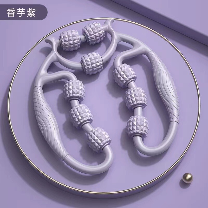 爆款瑜伽美腿夹腿器小腿肌肉筋膜放松滚轮按摩狼牙棒9轮滚腿器厂|undefined
