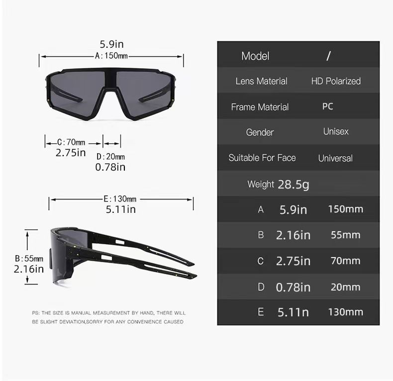 Profesyonel Outdoor Bisiklet Sürüşü Polarize Güneş Gözlüğü UV Koruma Rüzgar Geçirmez Dağcılık Bisiklet Sporları Güneş Gözlüğü