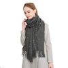 Demi-season colored cashmere, warm cloak, scarf with tassels, European style