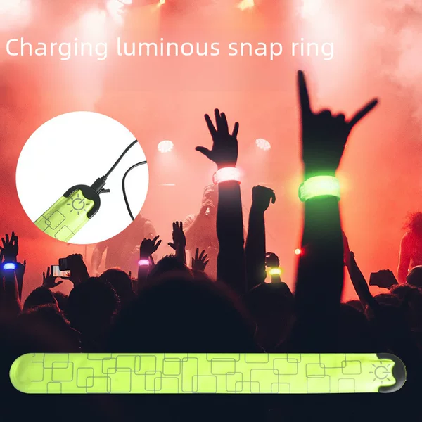 Cross-Border Led Light-Emitting Voltage Bracelet USB Charging Flashing Ring for Night Running and Travel Factory-Made Light-Emitting Voltage Bracelet