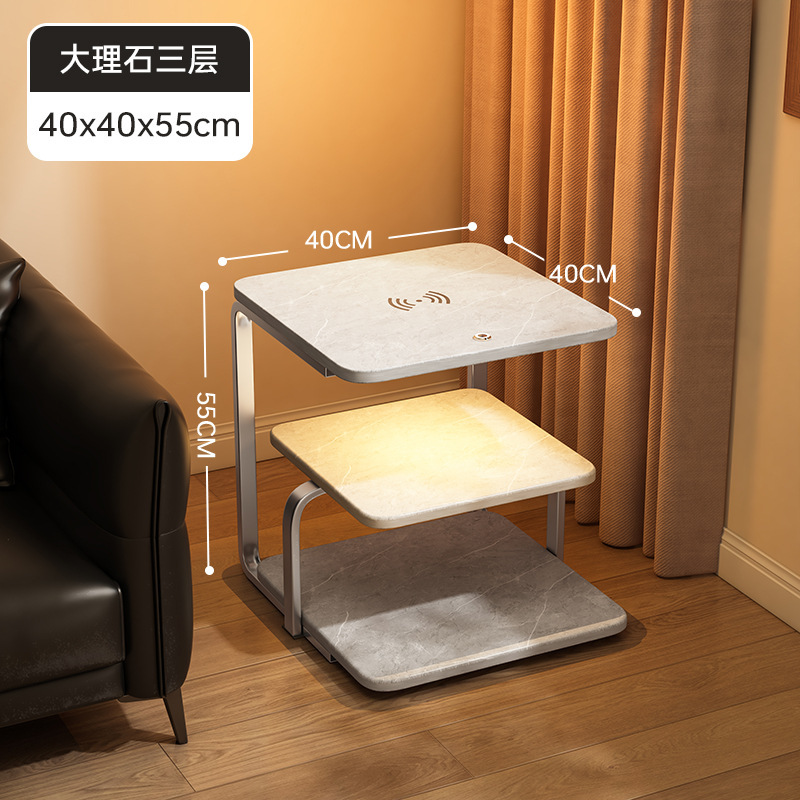 工場直接供給の軽量高級誘導充電サイドテーブル、ワイヤレス充電コーヒーテーブル、誘導ランプ、寝室のベッドサイドテーブル付き|undefined