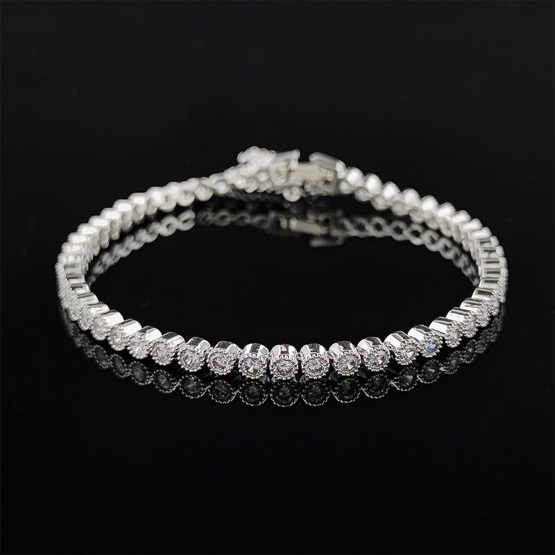 Spring Festival Outfit Bracelet Tennis Bracelet Diamond Copper Inlaid Zircon Fashion Women's Anti-Slip Chain Women's Bracelet S4773