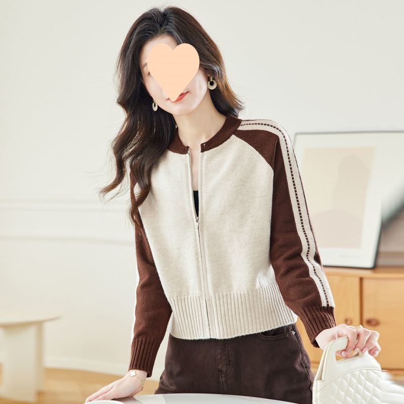 高腰短款针织开衫女士早春秋装2025新款爆款小个子棒球服毛衣外套|undefined