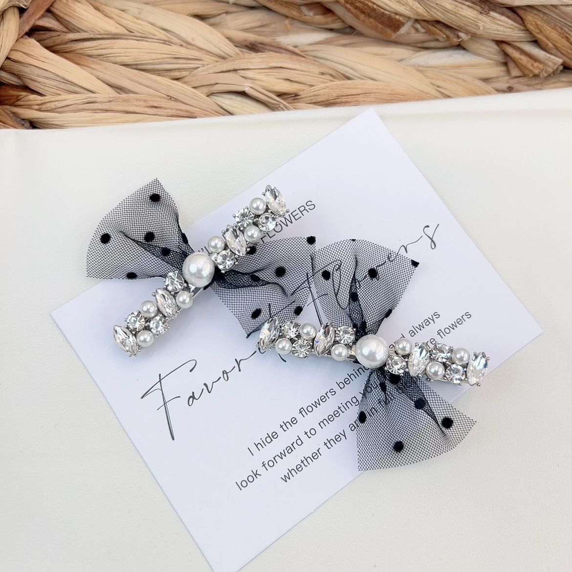 復古高級感輕奢水鑽珍珠網紗波點蝴蝶結鴨嘴夾髮夾氣質優雅劉海夾