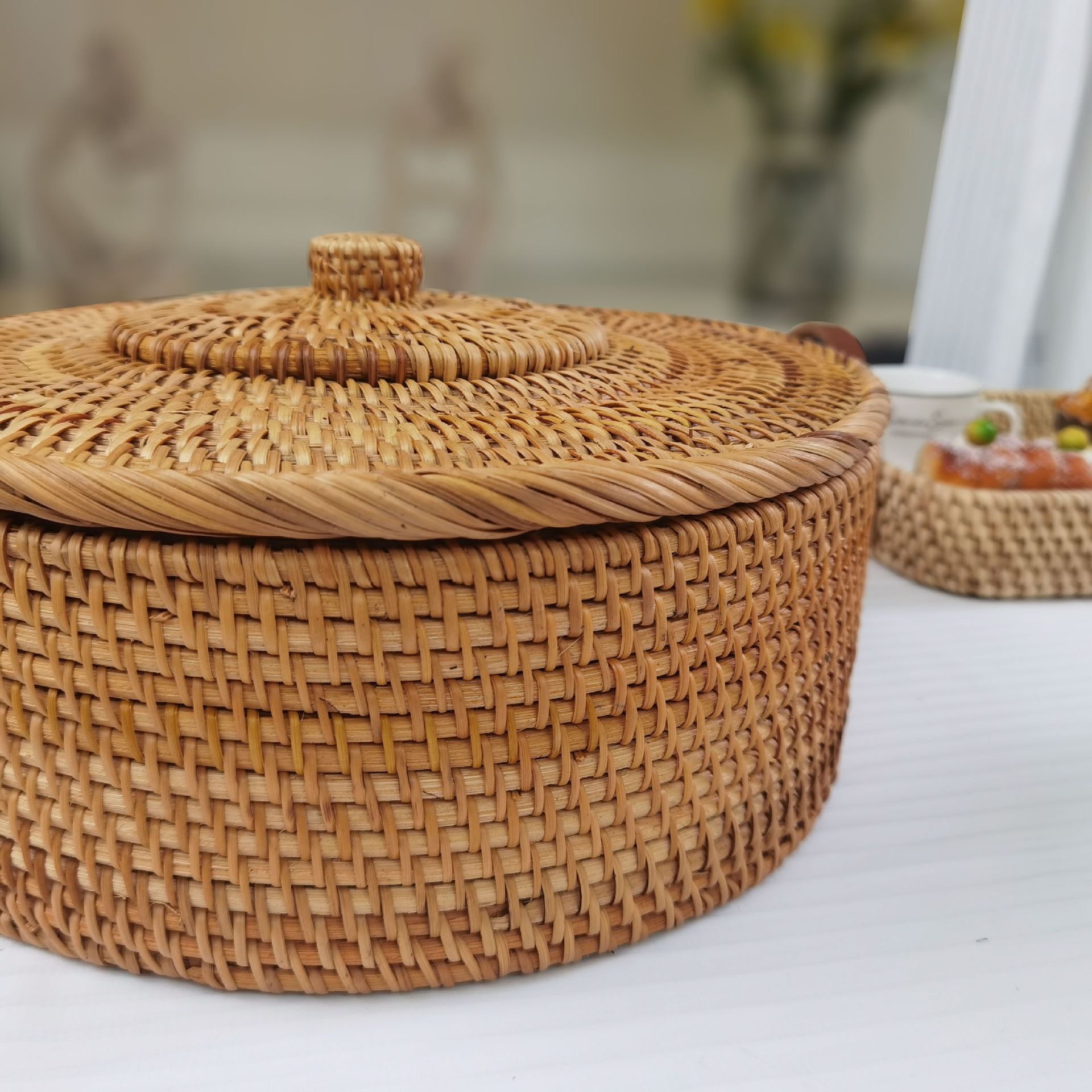 Cesta de frutas de caña sala de estar casera moderna bandeja de frutas bocadillos caja de almacenamiento de pan cesta de alimentos cesta de frutas