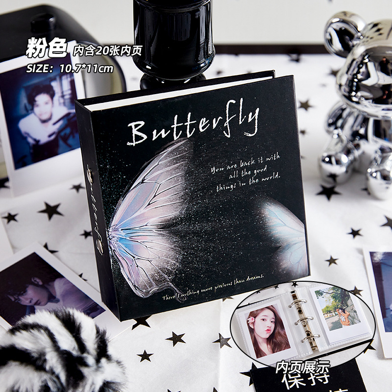 Mini mariposa de alto valor, álbum de tarjeta de cuadrícula Idoo portátil de 3 pulgadas, álbum de almacenamiento de tarjeta pequeña, álbum de fotos Polaroid