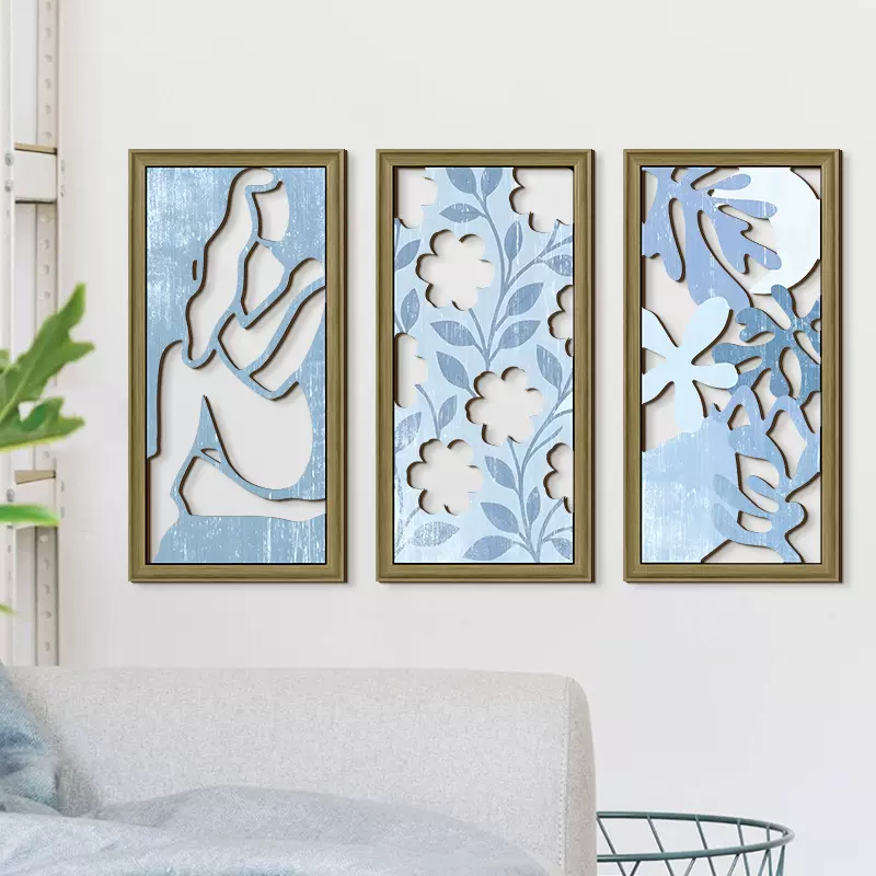 跨境马蒂斯抽象镂空木质挂牌墙面装饰壁挂文艺花卉客厅壁饰挂件