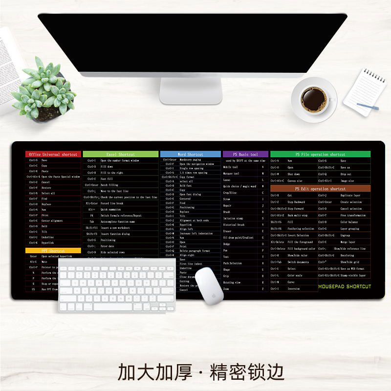 超大鼠标垫办公PS软件excel桌面键耐脏电脑加厚防滑简约键盘垫|undefined
