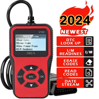 V100 Code Reader Car Diagnostic Scanner Tool Suitable for Obd2 Decoder Car Repair Tool Red (Other power supply, ignition system) - red
