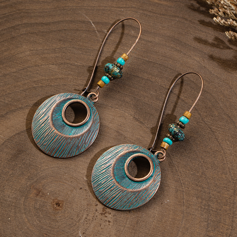 hollow round retro alloy big earrings jewelry wholesale Nihaojewelry