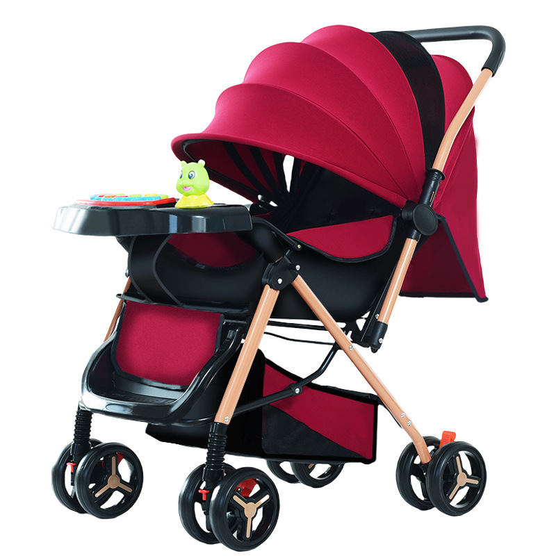 Carrinche de bebés bidireccional para sentarse y acostarse, plegable y portátil ultraligero para bebés de 0 - 3 años de edad. Carrinche de cuatro ruedas para niños