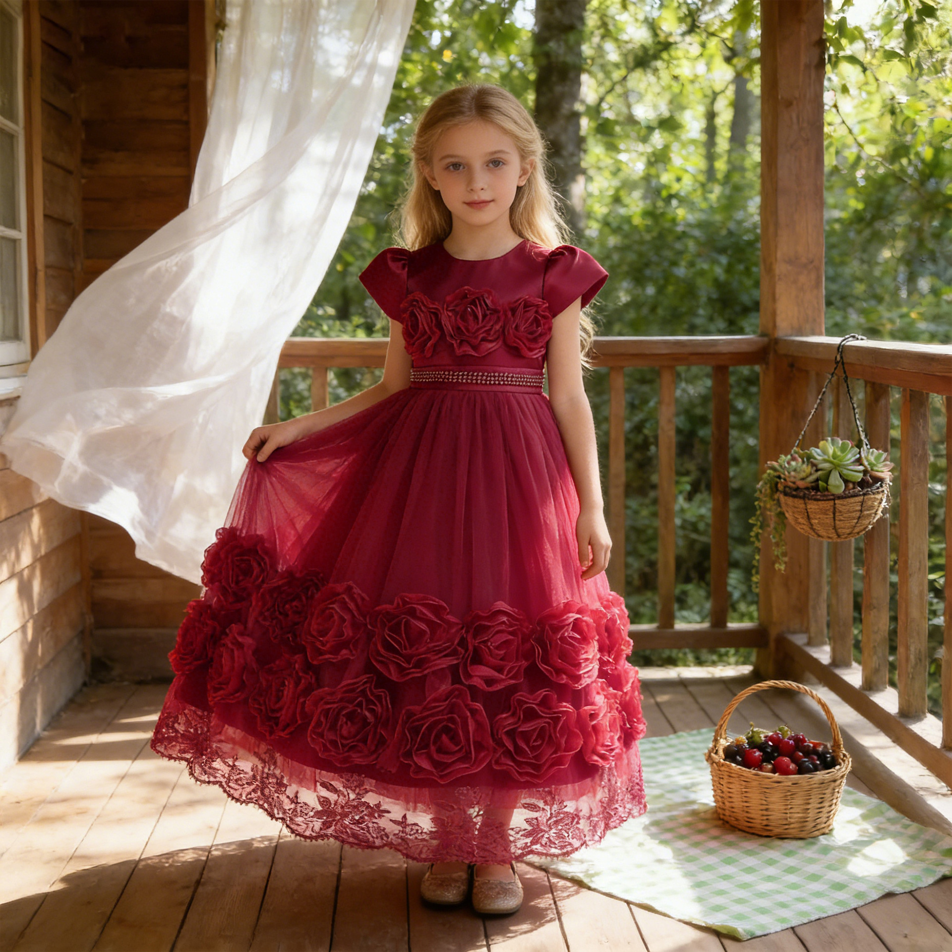 Nuevos niños europeos y americanos vestido de princesa vestido de estilo occidental largo pettiskirt niña cumpleaños pasarela piano rendimiento vestido