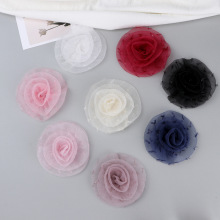 新款卷边网纱花DIY手工头饰胸花服装辅料配件半成品批发